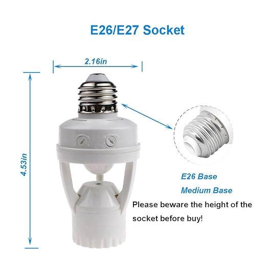 2pcs Motion Activated Light Sockets, E26/E27 Screw in Add on/Off Motion Sensor - Image 6