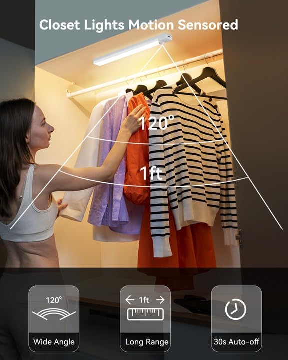 Under Cabinet Lighting 12 Inch 3-Pack, Rechargeable Motion Sensor Light Indoor - Image 4