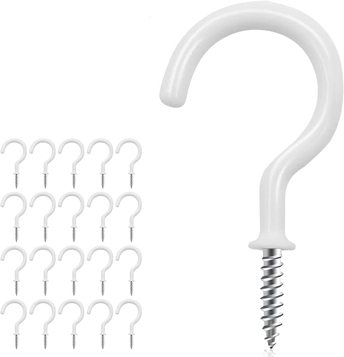 25 Pack Cup Screw Hooks, 2 inch Vinyl Coated Ceiling Screw in Hooks Plant by DRTDERUITAI