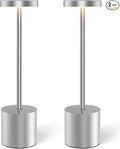 Silver Cordless Table Lamp Rechargeable by Swinerton