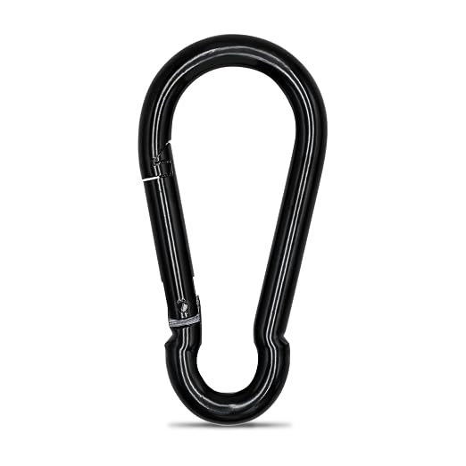 KINLINK 1 Pack Black Carabiner Clip, 5.5 inch Heavy Duty Spring Snap Hook by KINLINK