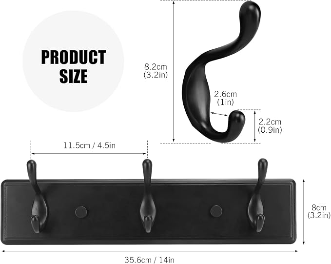 Badiano Wooden Coat Rack, Wall-Mounted Organizer - Image 2