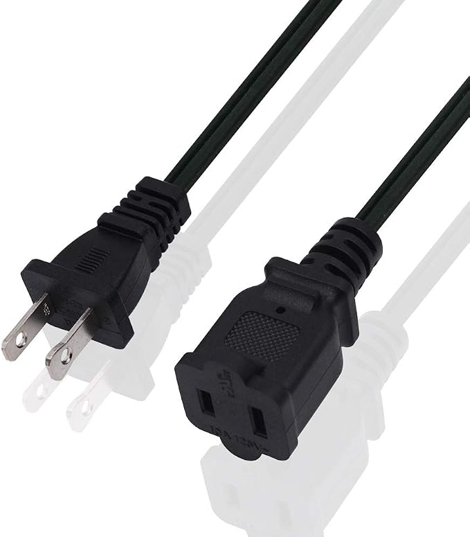 10 FT 2 Prong Extension Cord, Male/Female Power Cable - Image 4