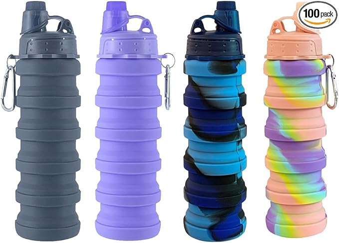 Collapsible Water Bottles 4 PackTravel water bottle Sports Portable Water by Dontinhu