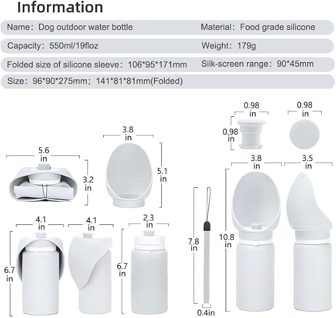 Foldable Portable Dog Water Bottle, 2 in 1 Integrated Collapsible Dog Water - Image 2