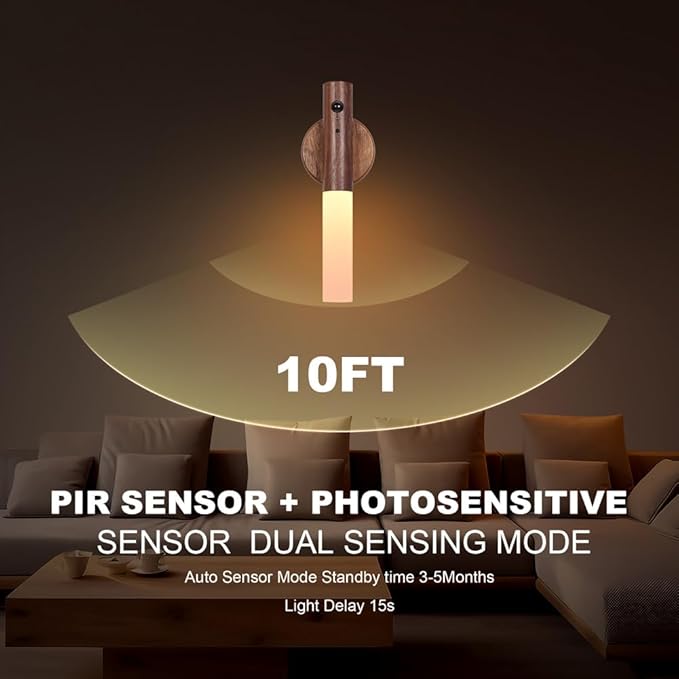 LANDGOO 2 Pack Walnut Night Lights - Image 2