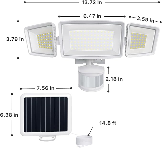 Ensenior Solar Security Lights, Wide Beam Flood Light 6500K Super Bright - Image 2
