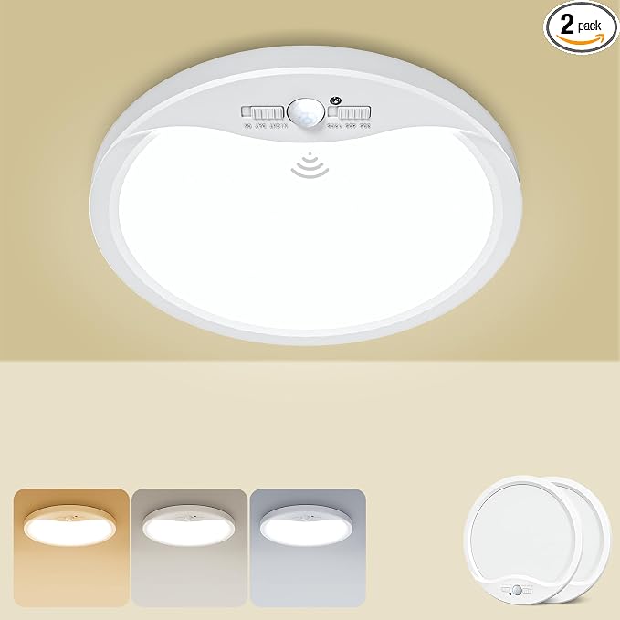 zemty 2Pack 9inch Motion Sensor Ceiling Lights Wired, 18W 1800lm 3CCT/3 by ZemtyCeilinglight
