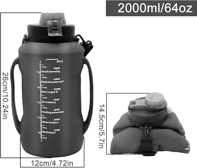 64oz Foldable Silicone Water Bottle - Image 2