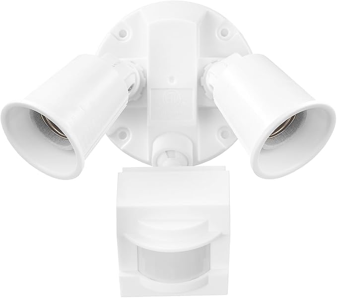 Globe Electric 17000269 110-Degree 240 W Twin Head White Hardwired Motion by GlobeElectric