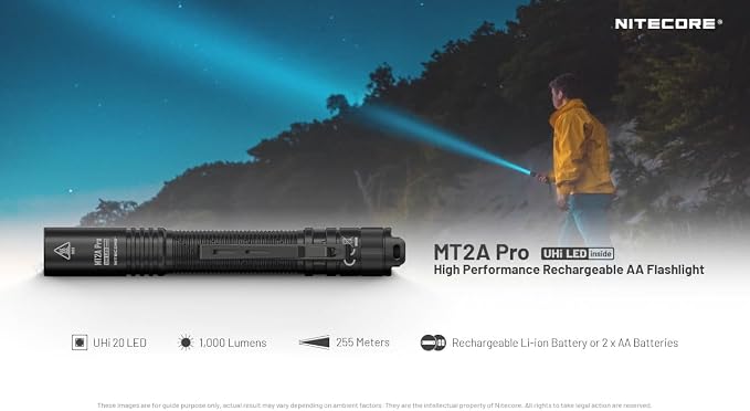 Nitecore MT2A Pro EDC Flashlight, 1000 Lumens, 279 Yard Beam, USB-C Rechargeable - Image 5