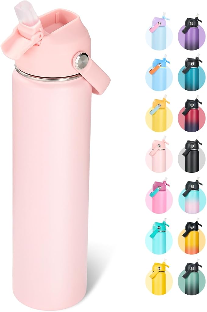 Fijinhom 24oz Insulated Stainless Steel Water Bottle, Wide Mouth Double Wall by Fijinhom