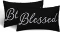 Bling Blessed White Throw Pillow Covers 12 X 20 Highlights Blessed Black Set of by Unknown