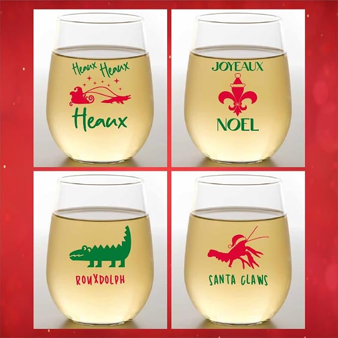 Wine-Oh! Set of 4 Shatterproof Designer 16 oz Plastic Wine Glasses MADE in the by Unknown