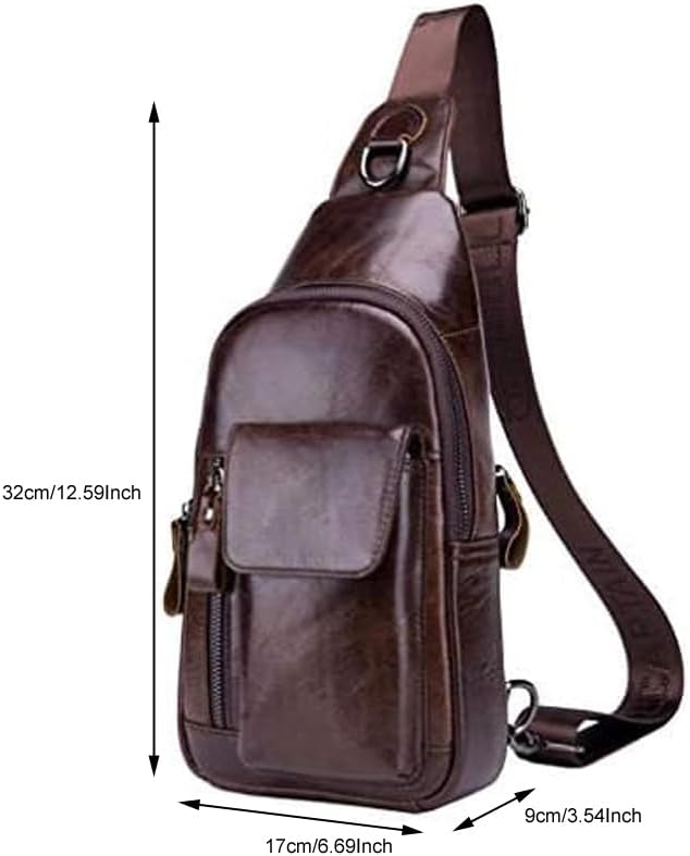 Hebetag Leather Sling Bag Hiking Daypack - Image 3