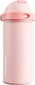 POWCAN 18 oz Insulated Water Bottle: 2-in-1 Push-Button Spout & Quick-Flip Straw by POWCAN