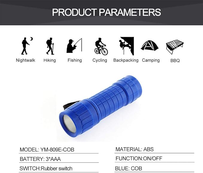 Whaply 6-Pack Small Mini Flashlight Set, 5 Colors, COB LED Handheld Flashlight - Image 3