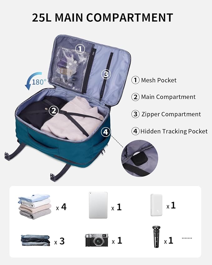 ECOHUB 17" Small Travel Backpack, United Airlines Personal Item Bag 17x10x9 - Image 3