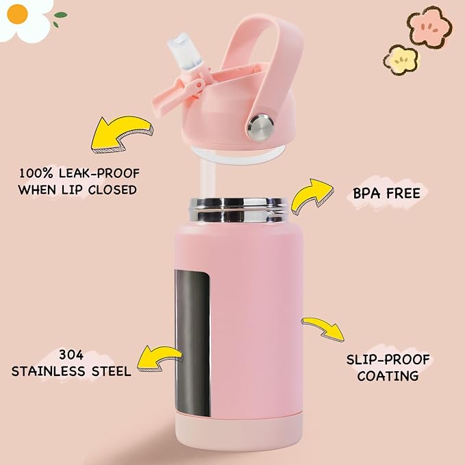 Kerilyn 12oz Kids Water Bottle, Stainless Steel Insulated Water Bottle - Image 2