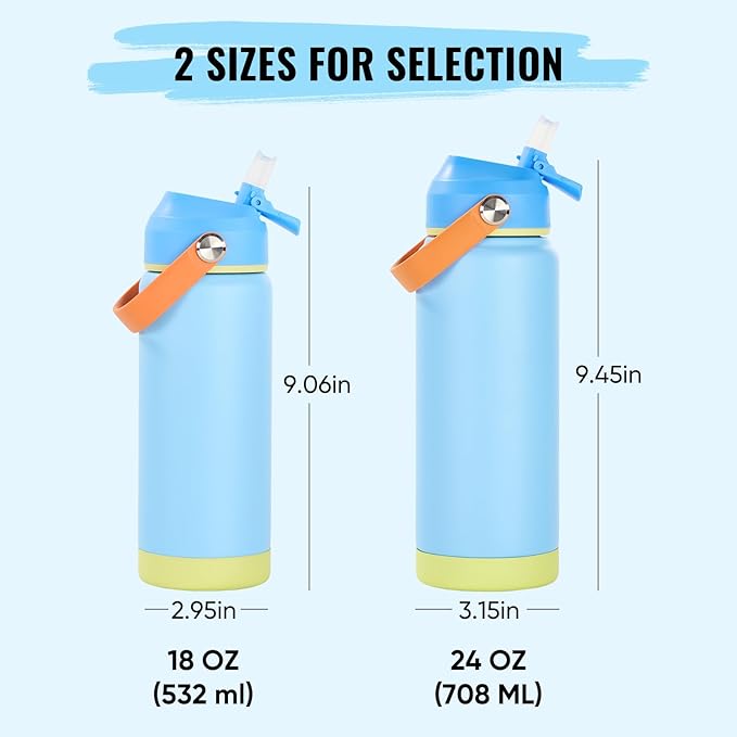Fijinhom 18oz Insulated Stainless Steel Water Bottle, Wide Mouth Double Wall - Image 2