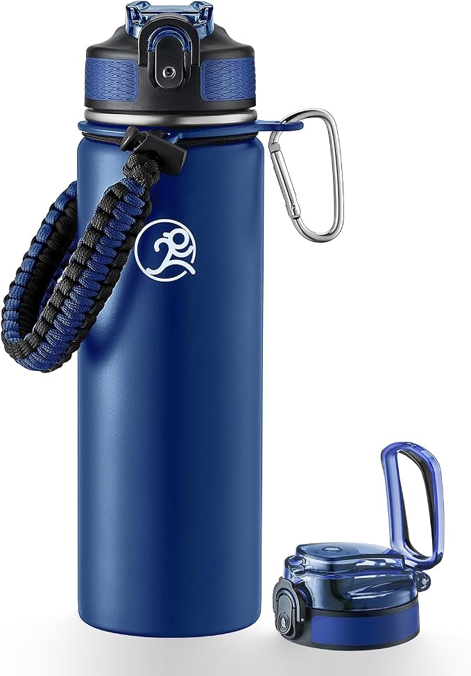 GOSWAG Insulated Sports Water Bottle, 24oz 2 Lids, Stainless Steel Water Bottles by GOSWAG