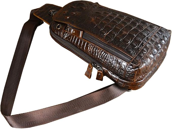 Hebetag Crocodile Genuine Leather Sling Bag Backpack - Image 5