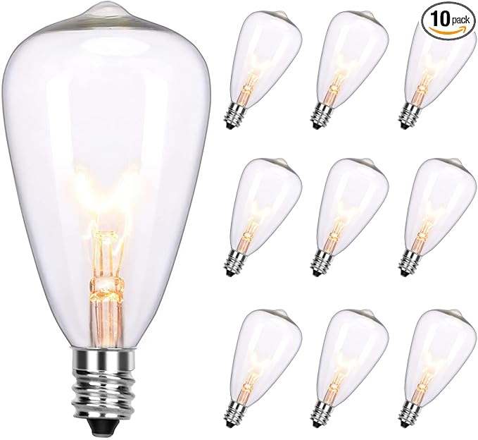 ST38 Edison Replacement Light Bulbs, 7W Clear Glass String Lights by Konictom