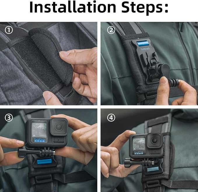 Backpack Shoulder Strap Mount Clip, 360°Rotating Ball Head Backpack Bag Belt - Image 6