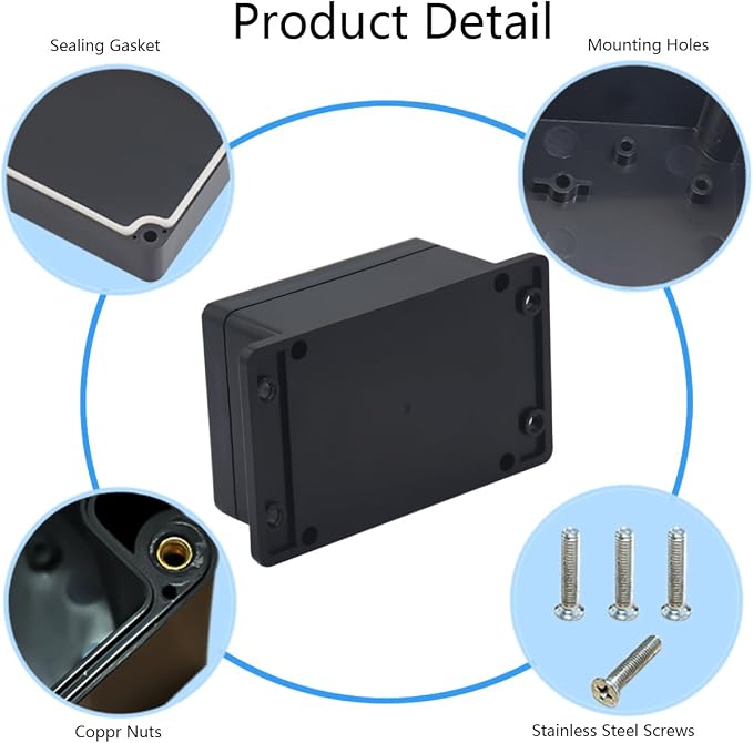 2 Pack Project Box IP65 Waterproof Junction Box ABS Plastic Black Electrical - Image 5