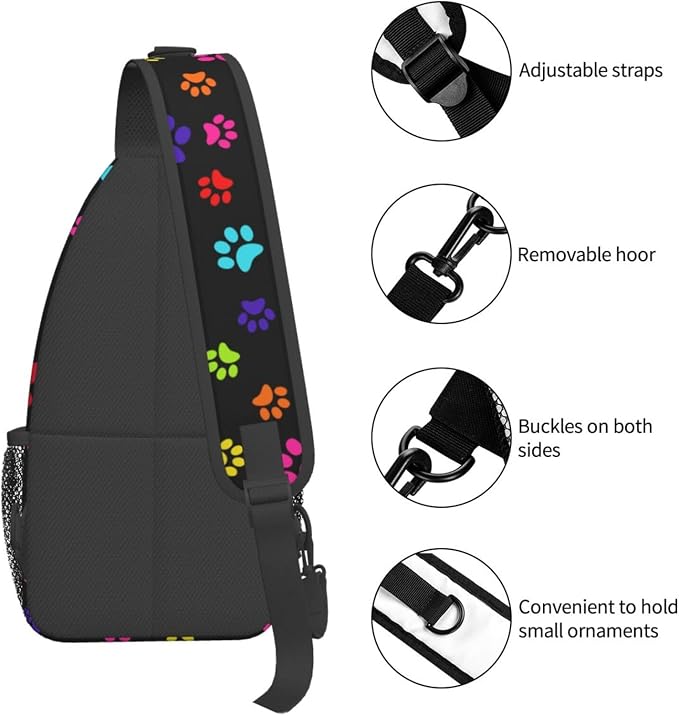 Colorful Paw Print Crossbody Sling Bags - Image 4