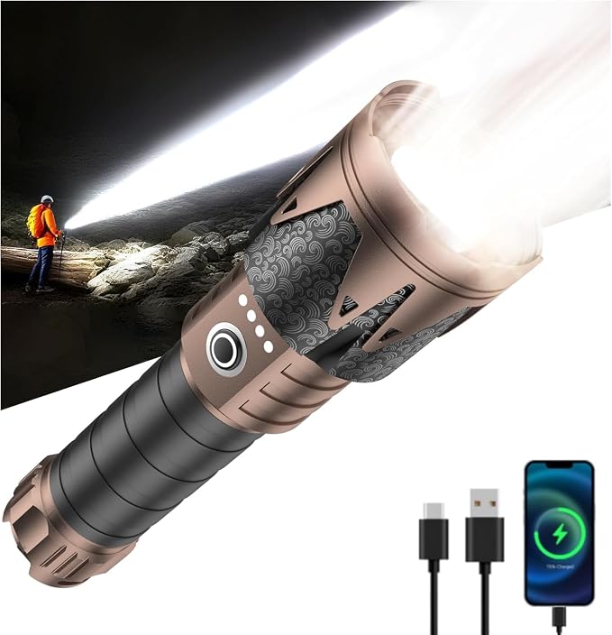 SKYFIRE Rechargeable Flashlight, 5000 Super Bright Tactical Flashlights High - Image 9