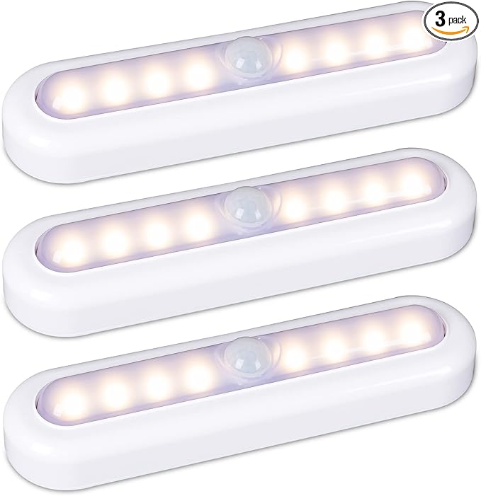 STAR-SPANGLED 3 Pack 7” Motion Sensor Lights Indoor Battery Operated, Stick on by STAR-SPANGLED