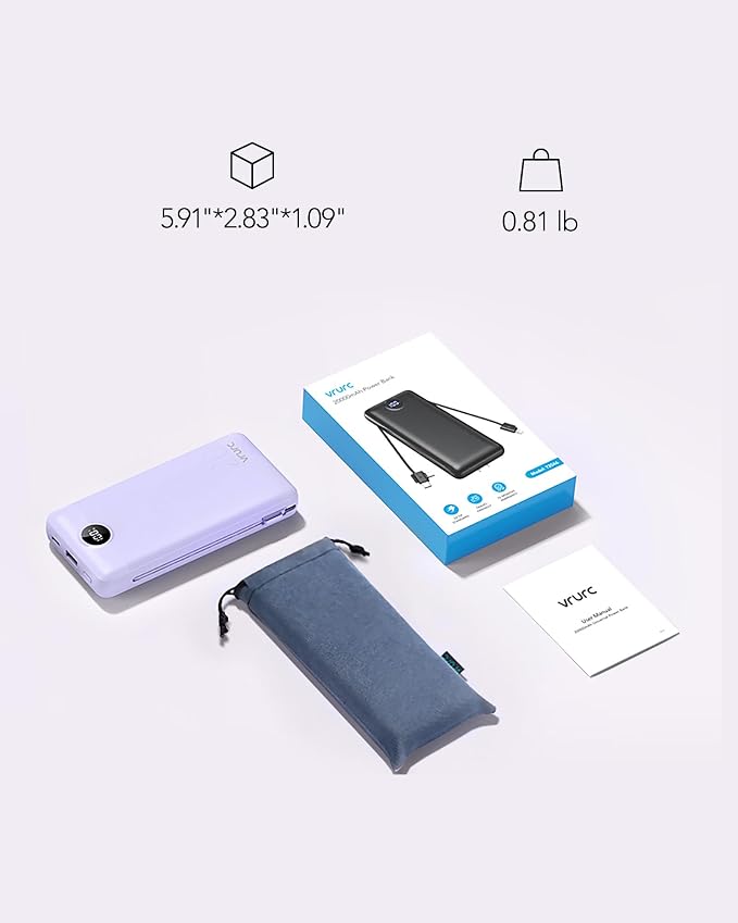 VRURC Portable Charger 20000mAh, Fast Charging Power Bank USB C, 4 Output 2 - Image 8