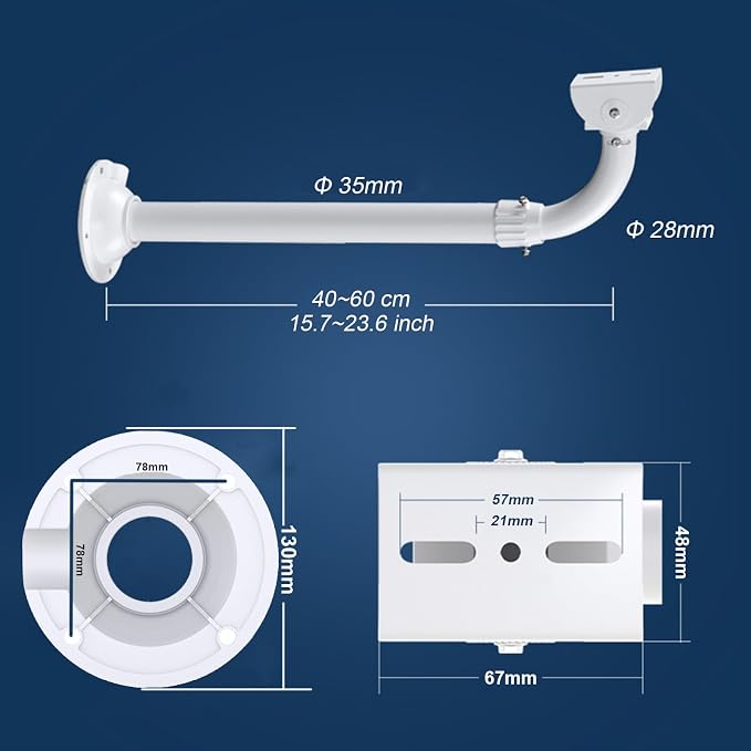 WiTi CCTV Security Camera Mount Bracket, 40CM-60CM Adjustable Wall and Ceiling - Image 4