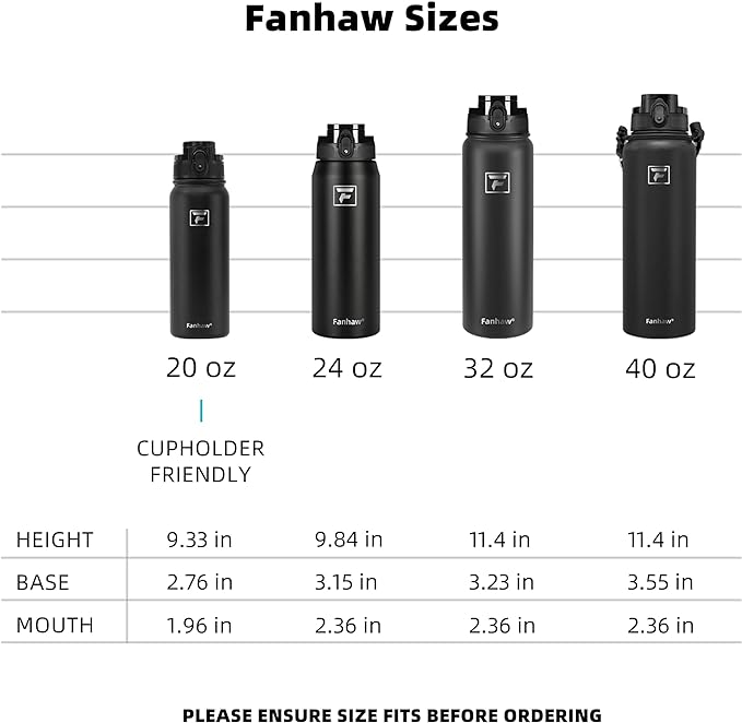 Fanhaw 40 oz Insulated Stainless Steel Water Bottle - Image 5