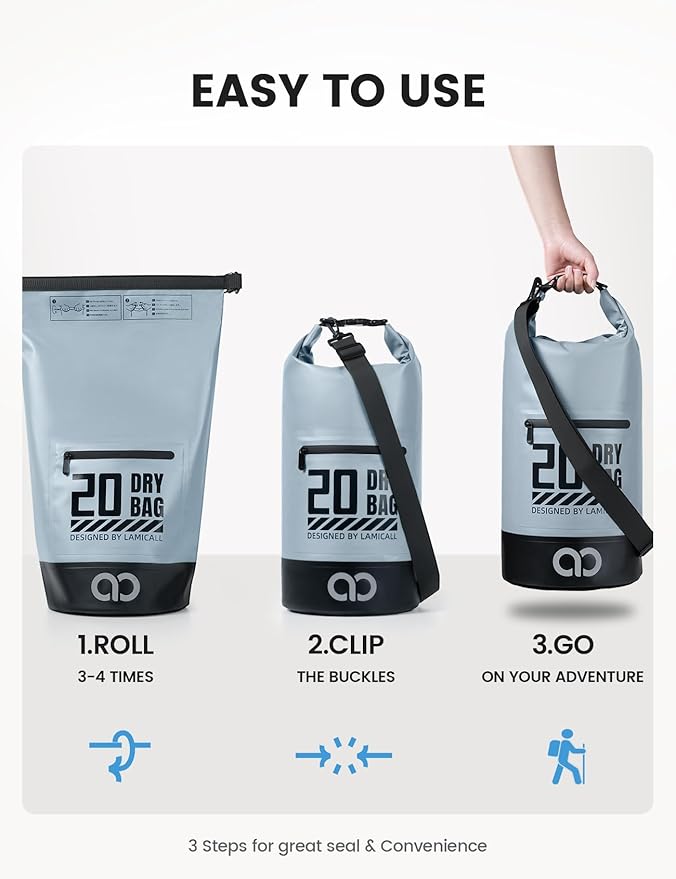 Lamicall Dry Bag Waterproof Backpack - 5L/10L/20L/30L/40L Large Water Proof Bag - Image 6
