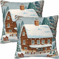 Farmhouse Throw Pillow Covers 18x18 Winter Snow Tree Set of 2 Pillow Cases by Unknown