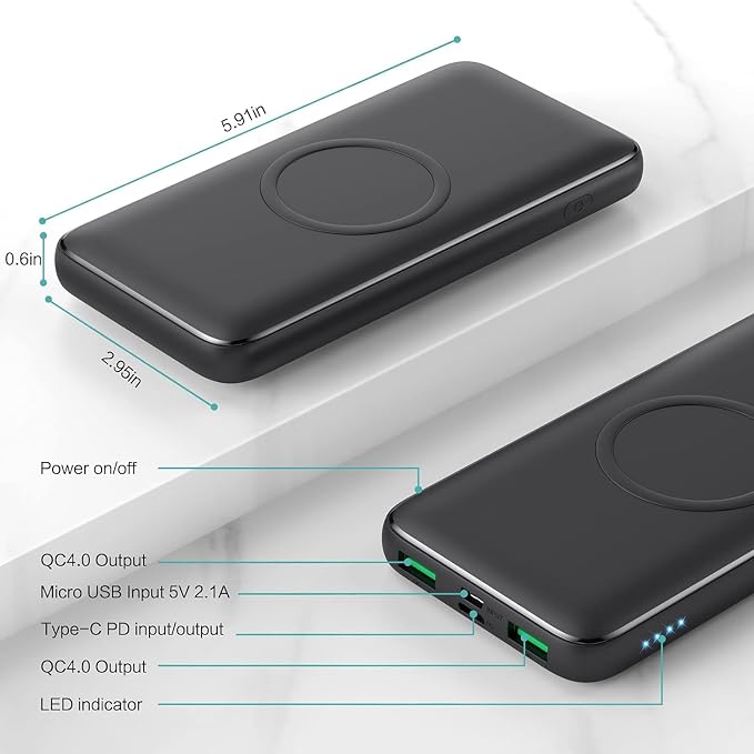 Wireless Portable Charger Power Bank, 13800mAh 15W Fast Wireless Charging 25W - Image 3