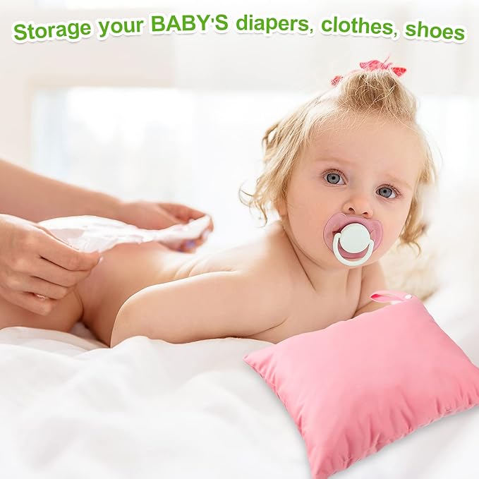 Woanger 10 Pack Wet Dry Bags for Baby Cloth Diapers Waterproof Reusable Travel - Image 5