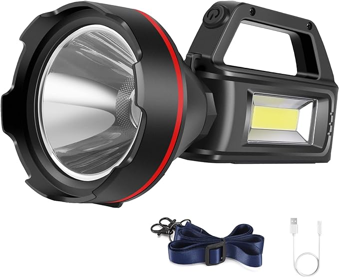 Rechargeable Spotlight Flashlight, High Lumens Handheld Spotlight, LED by SUNPRO