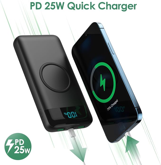 Wireless Portable Charger 30, 15W Wireless Charging USB C Power Bank, 25W PD QC - Image 2