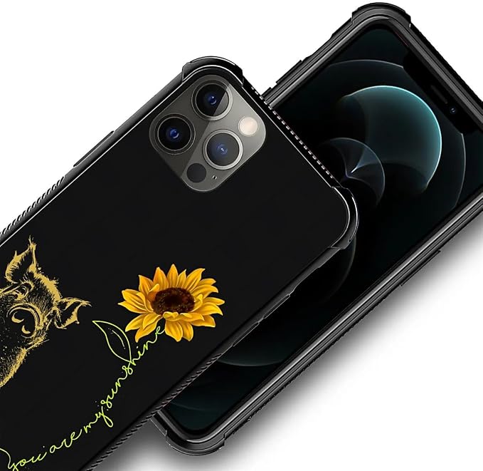 for iPhone 11 Pro Max Case, Pig Sunflower Yellow Sunshine Pattern Graphic - Image 5