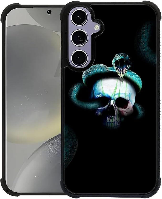 for Samsung Galaxy S24 S25 Case, Skeleton Winding Snake Pattern Graphic Design by FKBRCL4U