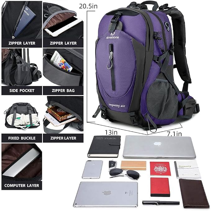 FENGDONG 40L Waterproof Lightweight Hiking, Travel Backpack - Image 6