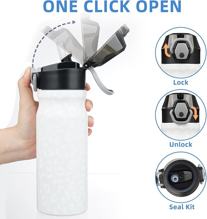 BJPKPK Water Bottle with Straw 18oz Insulated Water Bottles Reusable Stainless - Image 3
