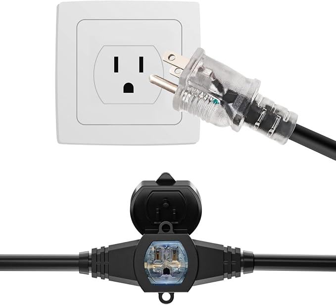 50FT Outdoor Extension Cord, 14 Gauge SJTW 5-15R Cable Male Plug to Female - Image 2