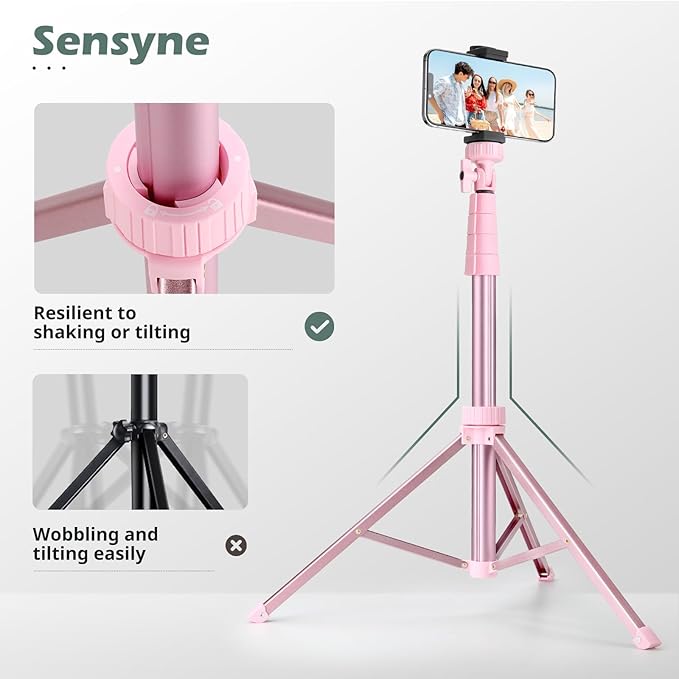 SENSYNE 88" Phone Tripod & Selfie Stick, Extendable Cell Phone Tripod Stand - Image 5