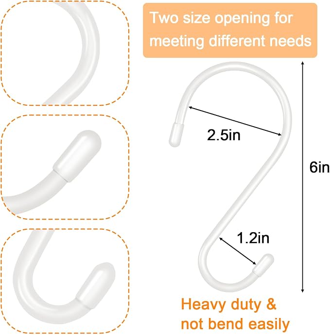 DINGEE 12 Pack 6 Inch S Hooks, Large S Hook Vinyl Coated Heavy Duty S Hook - Image 3
