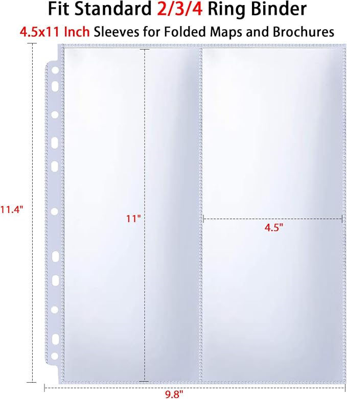 30 Pack 60 Pockets 4.5x11” Folded Map Sleeves, Ultra-Clear Brochure Organizer - Image 5