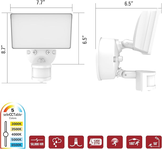 HALO FGS Ultra Bright Outdoor LED Security Floodlight, 120-227V w/CCT & Lumen - Image 6